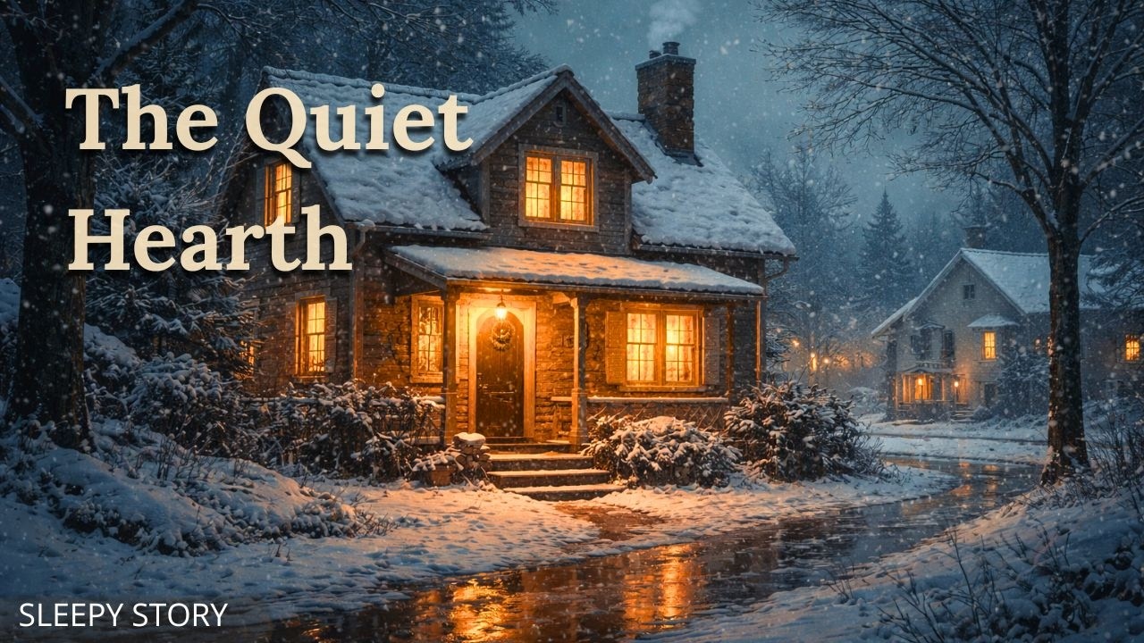 Fireplace Burning in a Small Snowy Town Home | Sleep Story for Adults