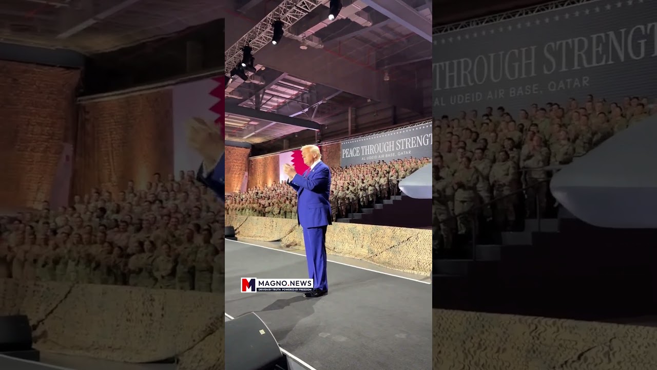 🇺🇸 President Trump cheered by troops at Al Udeid Air Base in Qatar