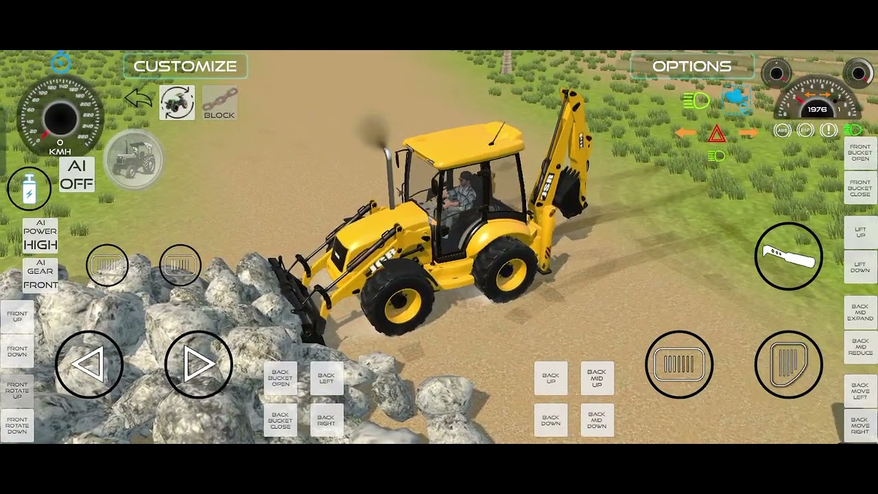 JCB से TRALLY में पत्थर लोड करते हुए ।