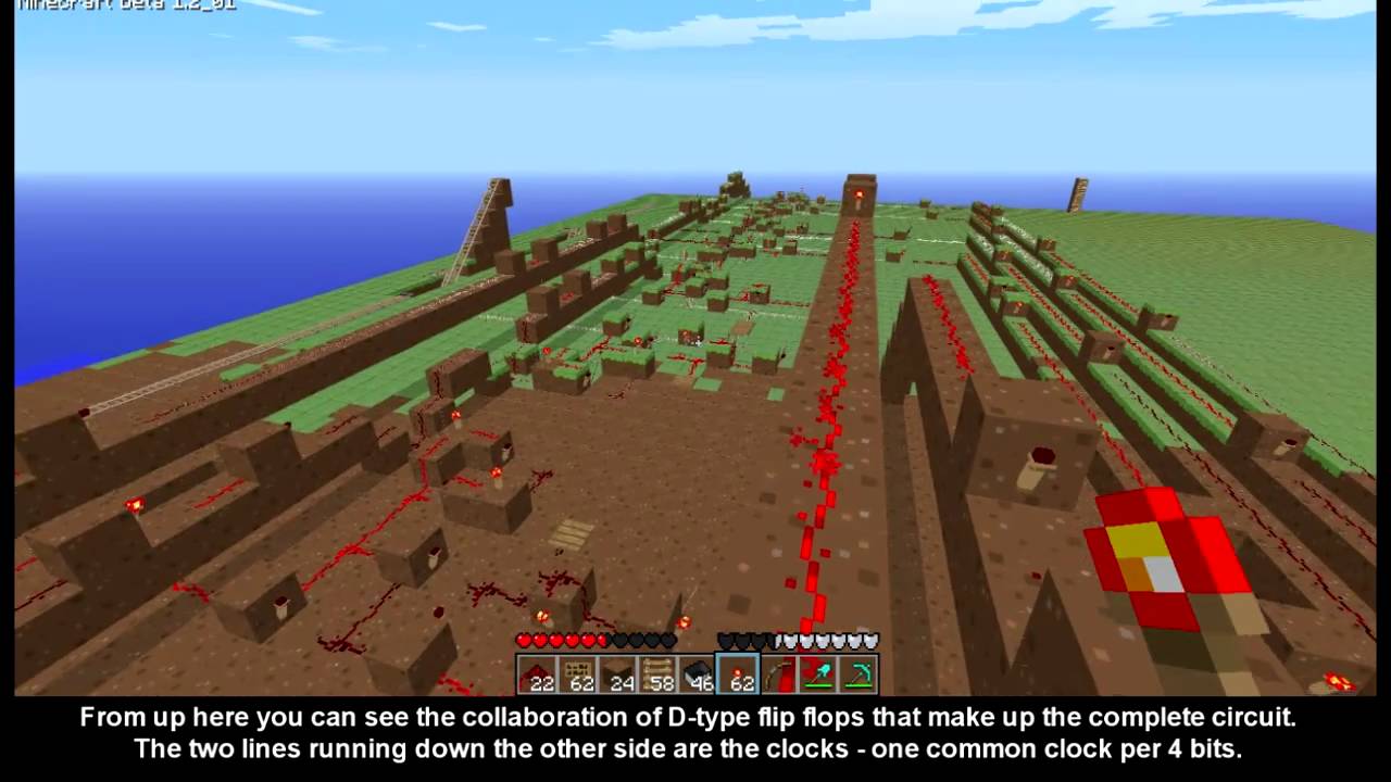 Minecraft : Redstone Circuit - 8 bit Memory System