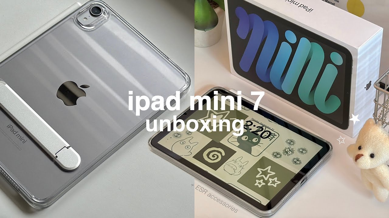 ipad mini 7 (space grey) aesthetic unboxing + accessories 🩶 ft. esr
