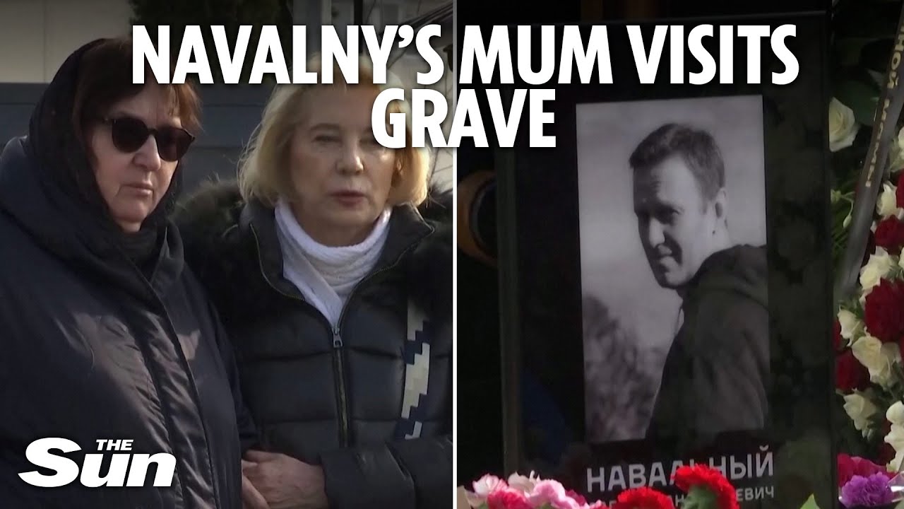 Alexei Navalny's mother visits her son's grave in Moscow as mourners continue to pay their respects