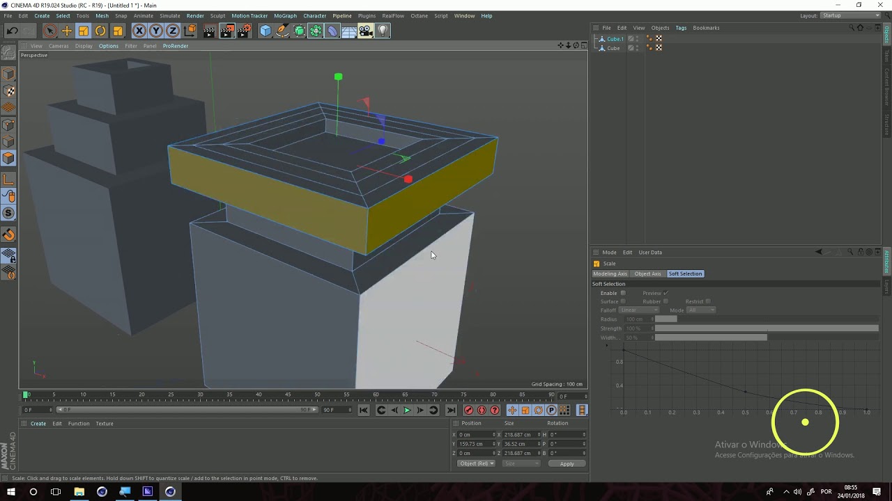 Cinema 4D - Ferramentas de Modelagem / Model, extrud, iner and out
