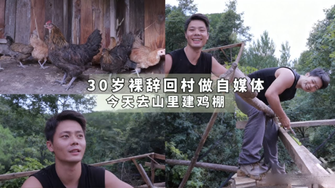 30 岁未婚裸辞回村做自媒体 今天去山里搭鸡棚#我的乡村生活 #新农人计划2025 #回村的生活