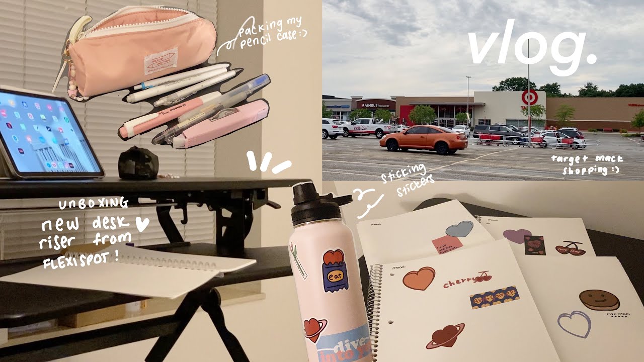 Vlog | Unboxing FLEXISPOT M3B Desk Riser , deco my school supplies, pencil case & buying snacks