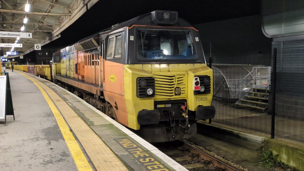Class 66 + 70 passing Exeter St.Davids (tones)