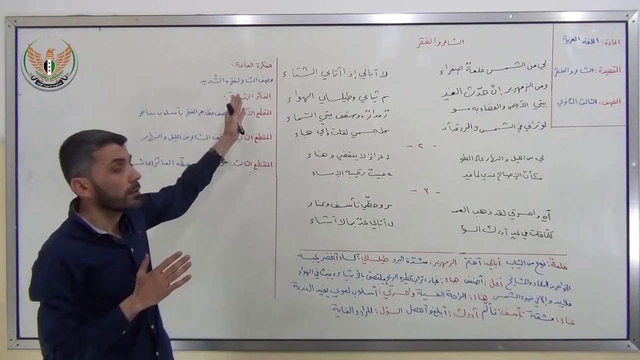 الثالث الثانوي العلمي   اللغة العربية   قصيدة الشاعر و الفقر1