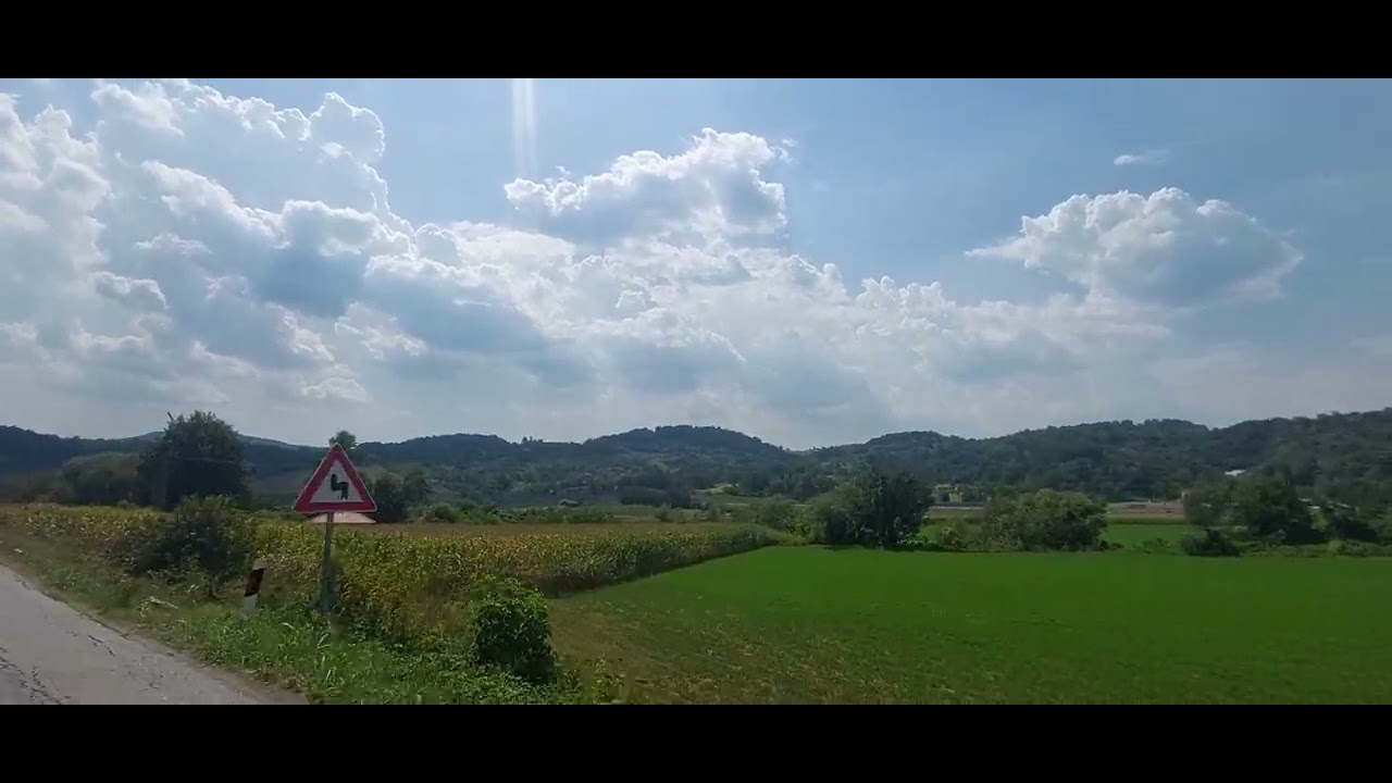 Village road outside of Belgrade from the car window