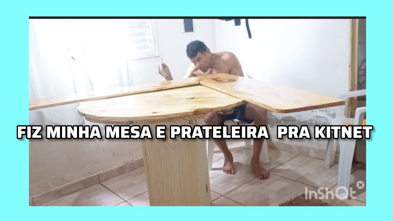 MEU PRIMEIRO VÍDEO DO CANAL FIZ MINHA MESA MODERNA E UMA PRATELEIRA PRA KITNET 👍🙏💙🩵❤️