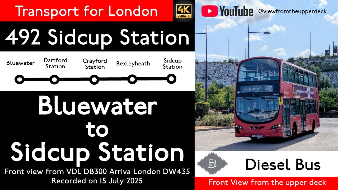 【London Bus View 2025】492 Bluewater to Sidcup Station/Front View/VDL DB300/DW/Arriva London