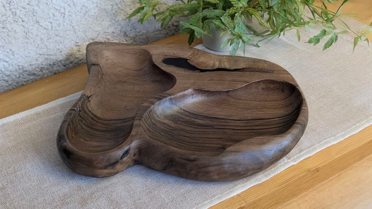 Live Wood Carving | Making a Rustic Walnut Bowl from Raw Slab | Handcrafted Wooden Art (PART TWO )
