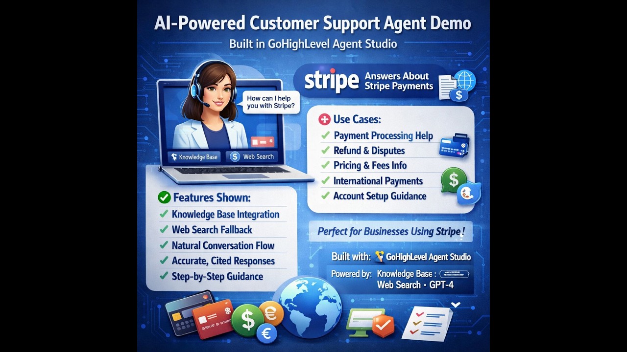 GOHIGHLEVEL | Customer Support AI Agent Demo | Stripe Payment Assistant with Knowledge Base