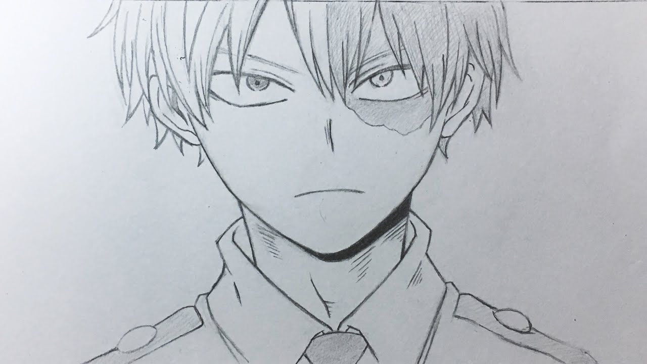 رسم تودوروكي بقلم رصاص- بوكونو هيرو | drawing shoto todoroki with ✏️