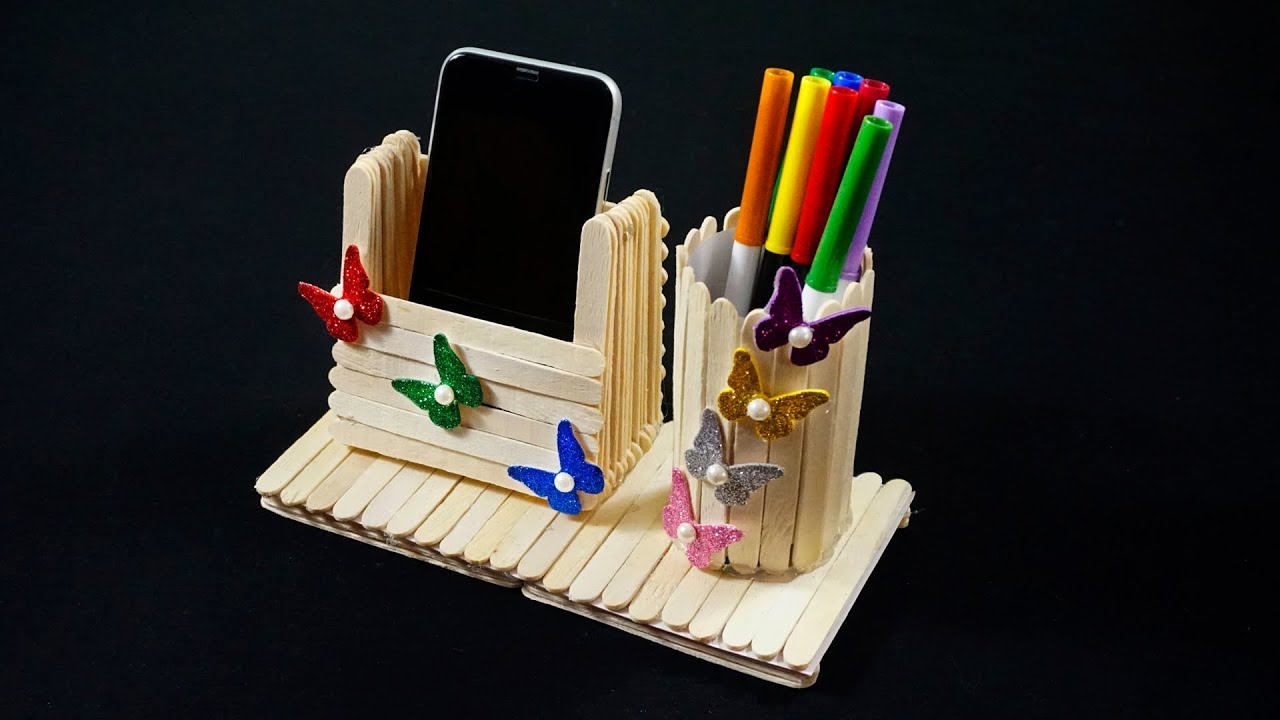 Popsicle Stick Crafts | Popsicle Stick Pen Holder | Popsicle Stick Mobile Holder