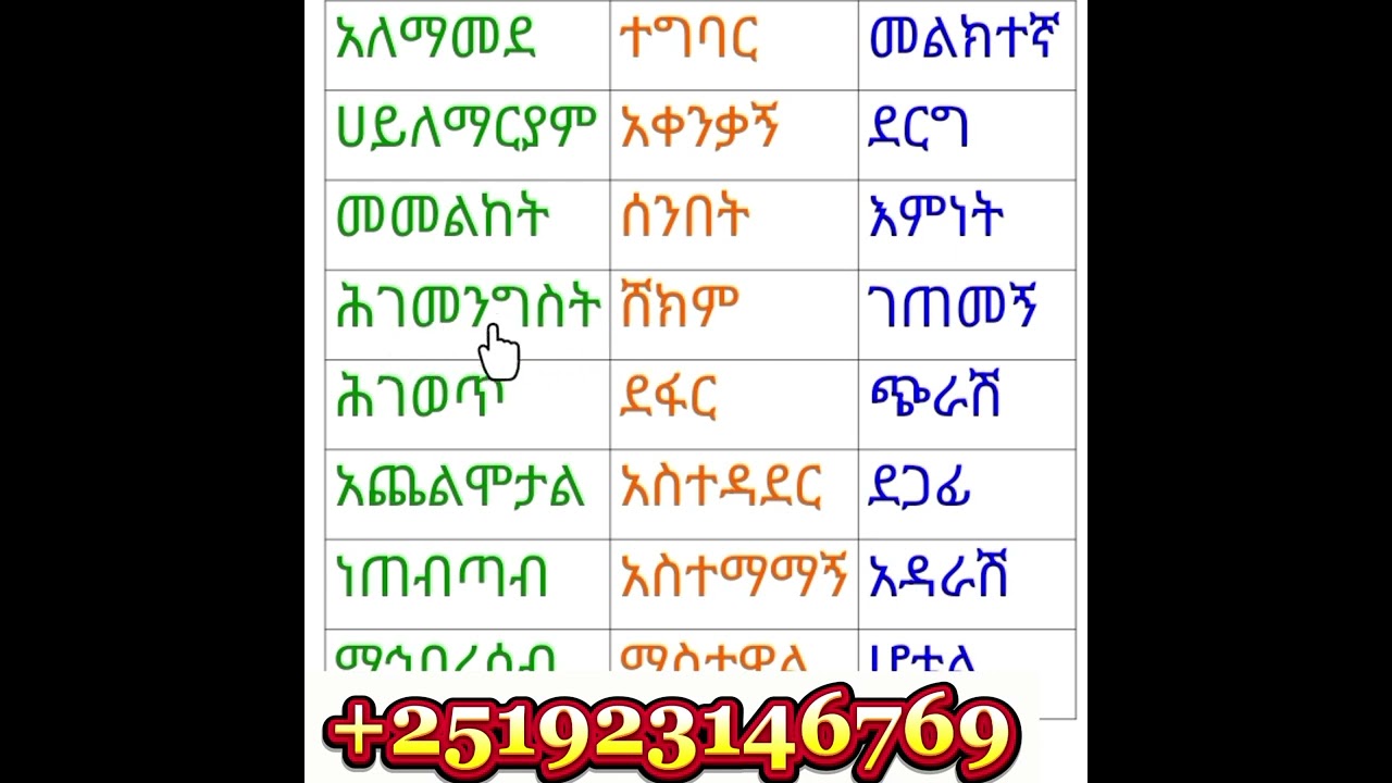 ቃላት ምስረታ ለጀማሪዎች @+251923146769