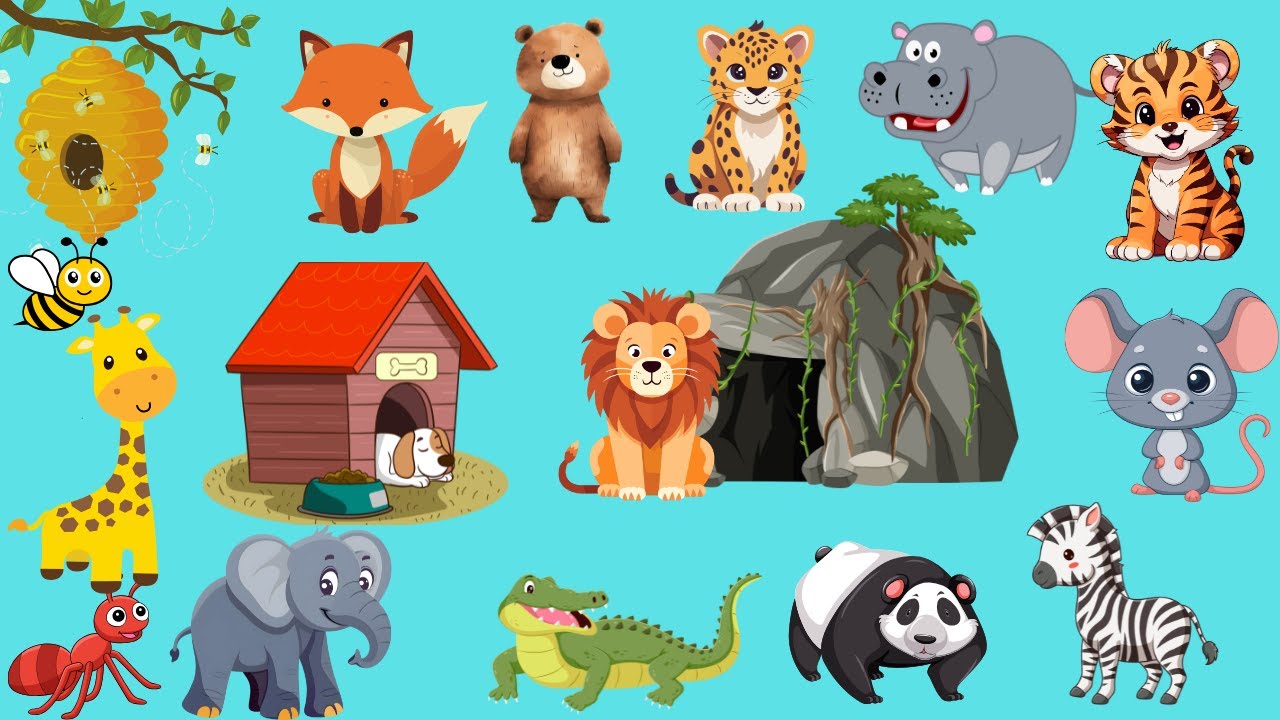 ANIMALS HOME SONG|ANIMALS AND THEIR HOME| kids song|Nursery Rhyme| KINDERSONG WORLD