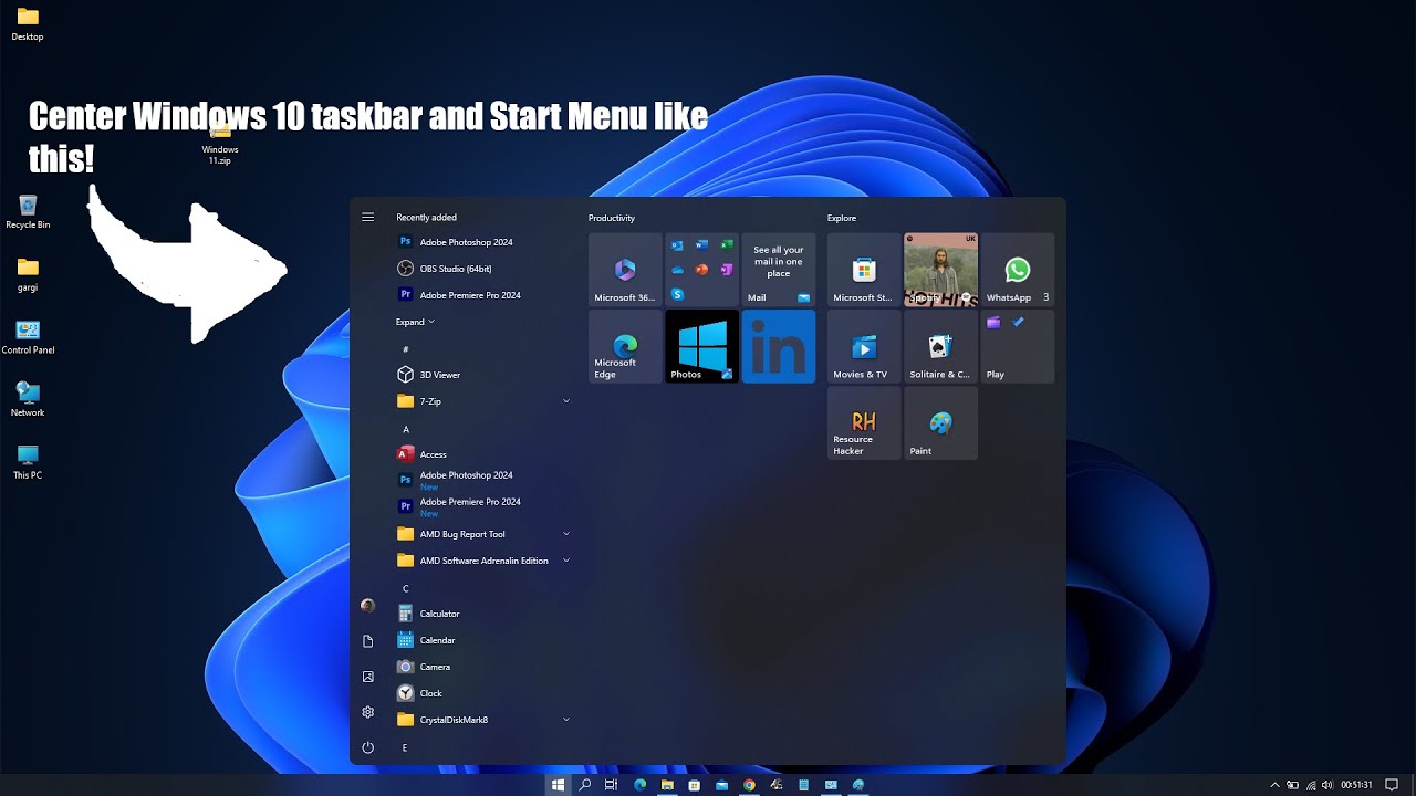 CENTER WINDOWS 10 TASKBAR AND START MENU!