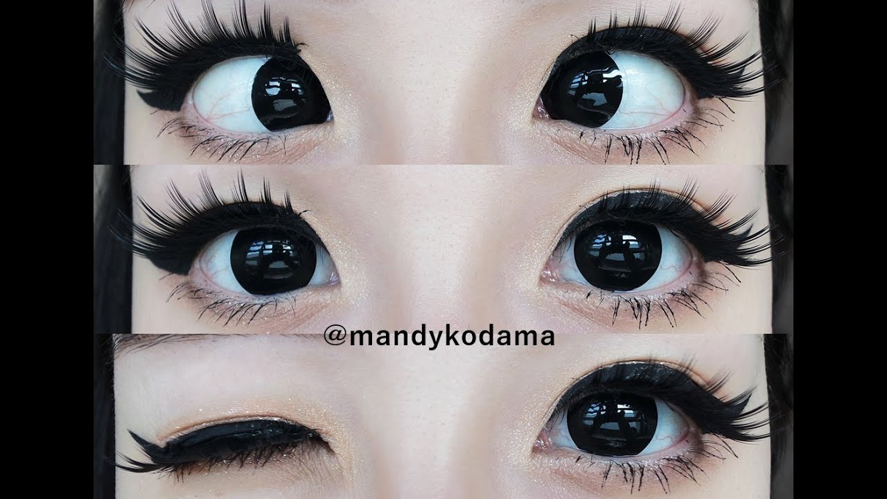 SHOWCASE: Reduced Pupil Contact Lenses - Sweety Pearl Black (Reduced Pupil) on dark eyes - UNIQSO