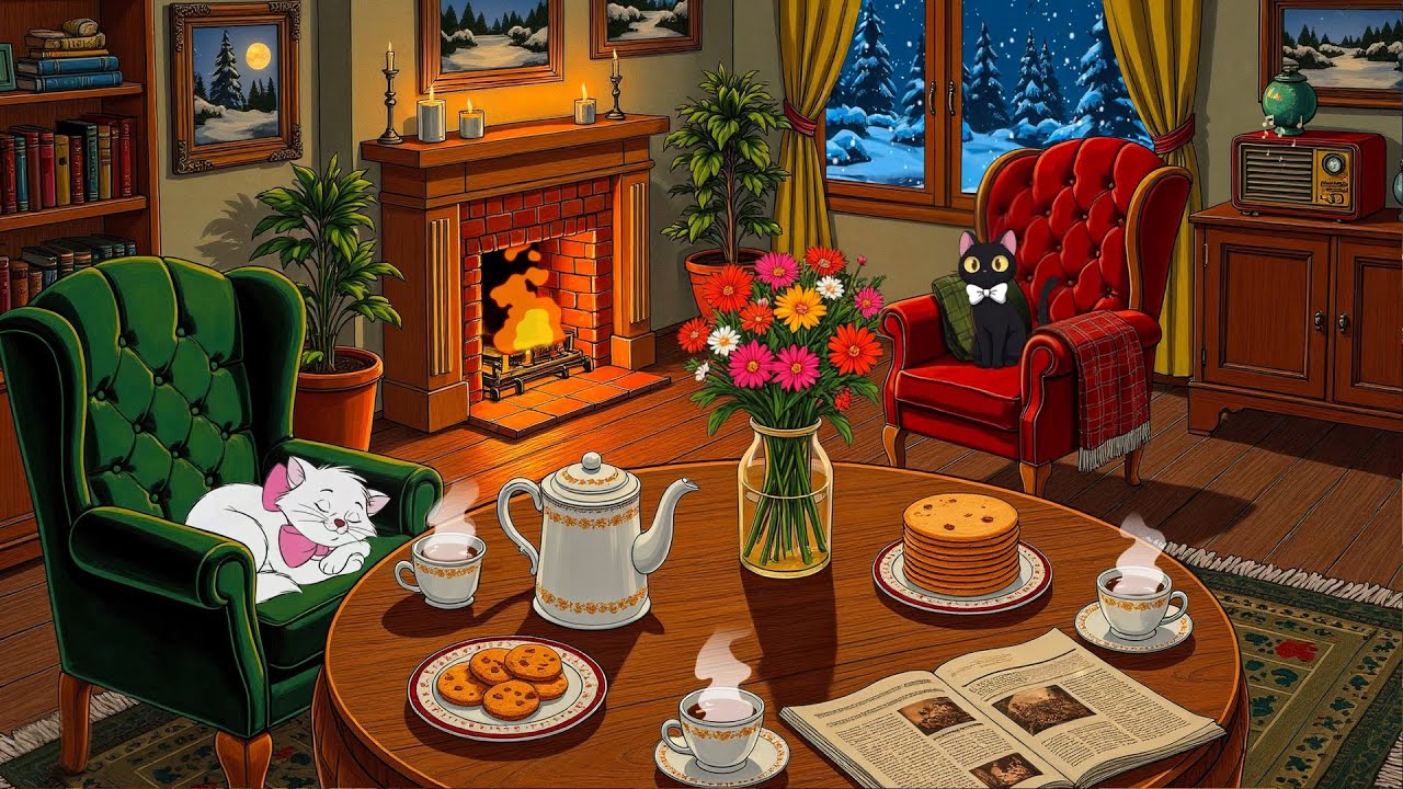 Lost in Silent Snowy Winter Night and Soft Vintage Oldies with Cozy 1950s Ambience for Unwind &Sleep