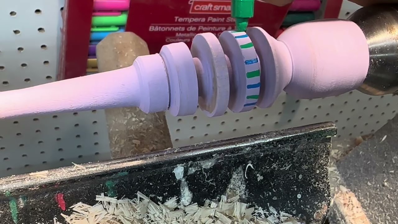 Wood turning a makeup brush on the lathe