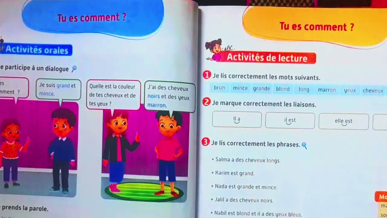 Français 3ème année primaire, tu es comment ?