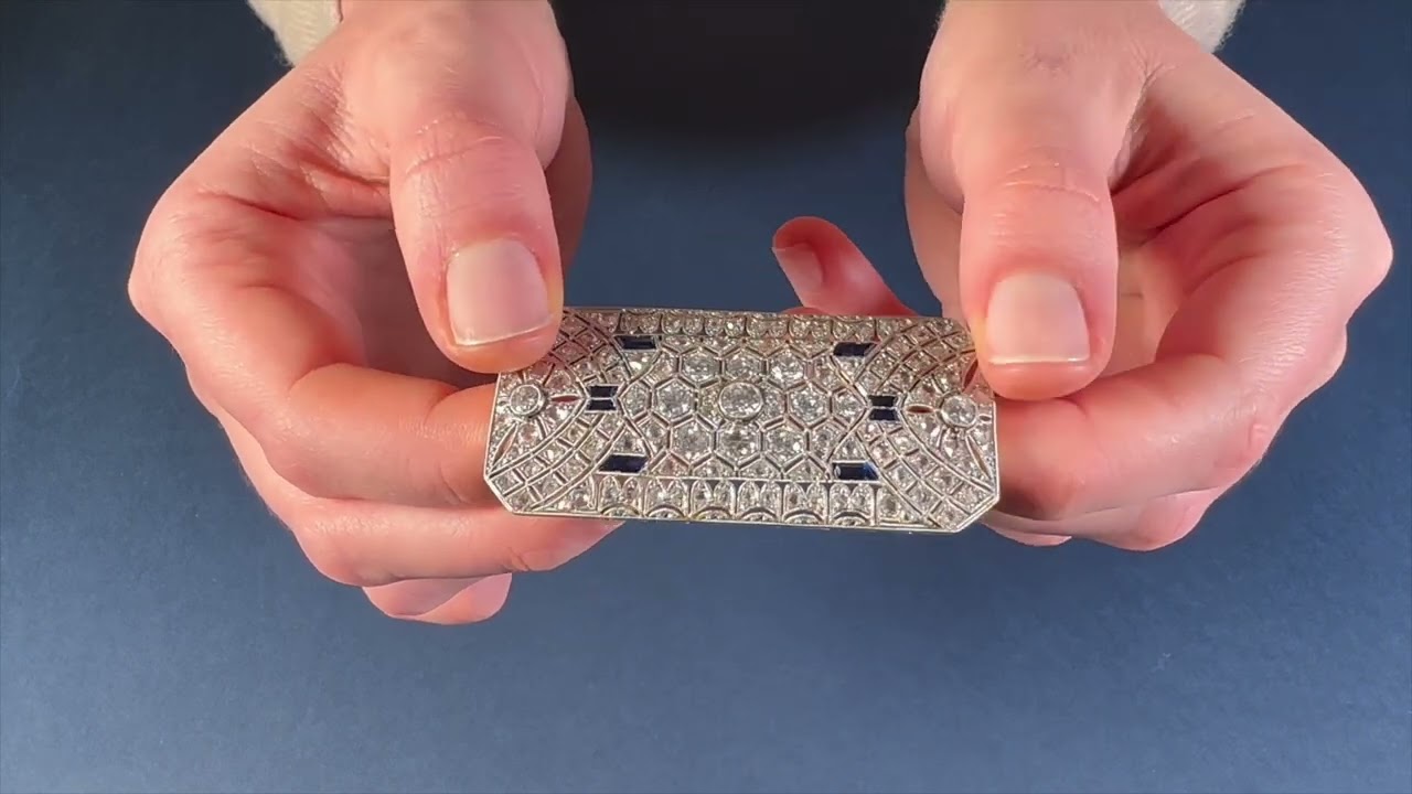 18-karat yellow gold and platinum brooch with diamonds - Italy 1920s