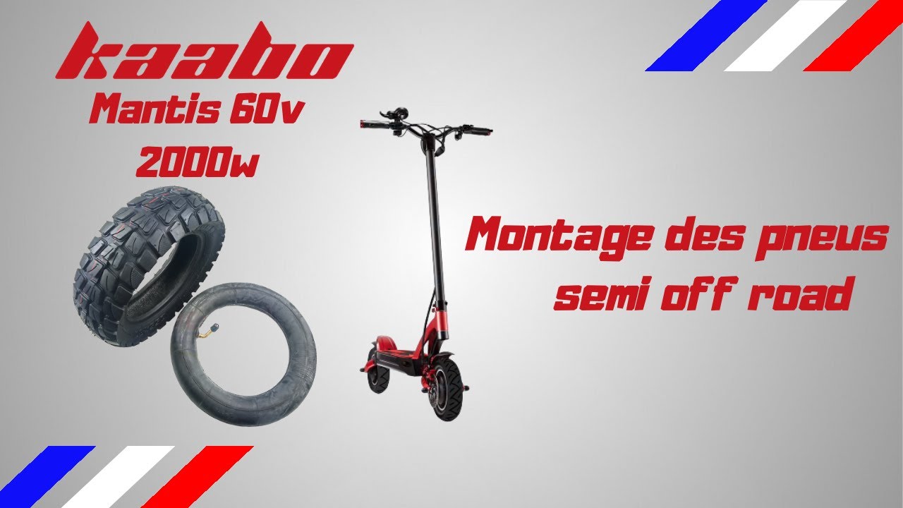 Kaabo Mantis GT 60v 2000W installation pneu semi offroad sur sa trottinette