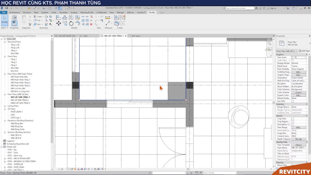[ REVIT - Level 1 ] - Trình bày mặt bằng lát sàn - Phần 1
