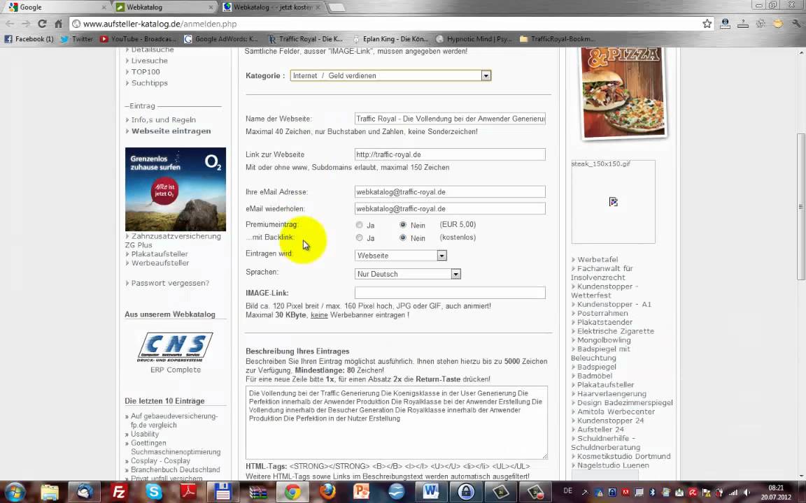 3 Backlinks / Webkatalogeintr&auml;ge in 4 Minuten automatisch mit Fastbacklink (SEO, Links, Webkatalog)