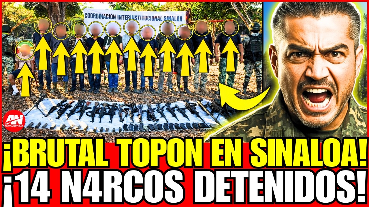 ¡TOPONAZO CON HELICOPTERO ARTILLADO! CAEN 14 SICARIOS CAPTURADOS EN SINALOA: BRUTAL OPERATIVO!
