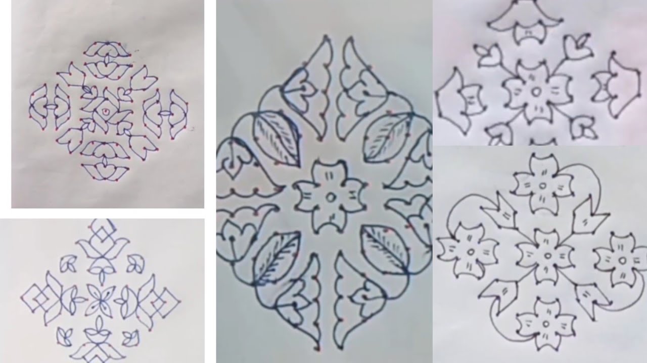 5 medium rangoli designs for festivals and beginners 🌺 #rangoli #muggulu #rangolidesigns 