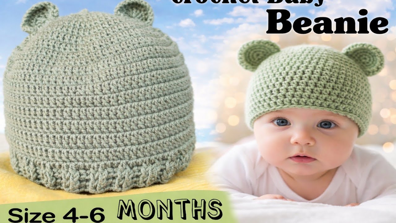How to Crochet a Baby Bear Beanie | 4–6 Months | Easy Tutorial 