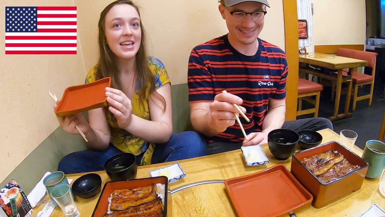 浅草で初うな重を食す！アメリカ人カップル！/ First time to eat eel in Tokyo!