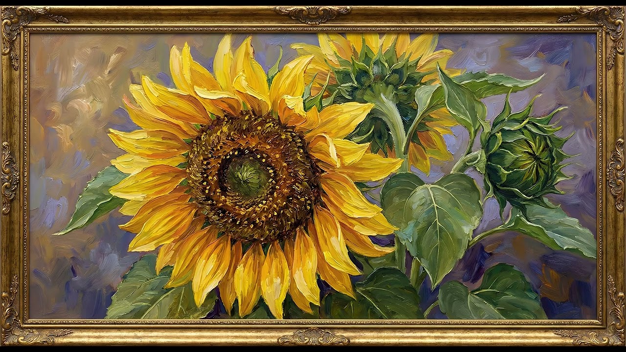 Beautiful Sunflower Oil Painting | Relaxing Floral Art