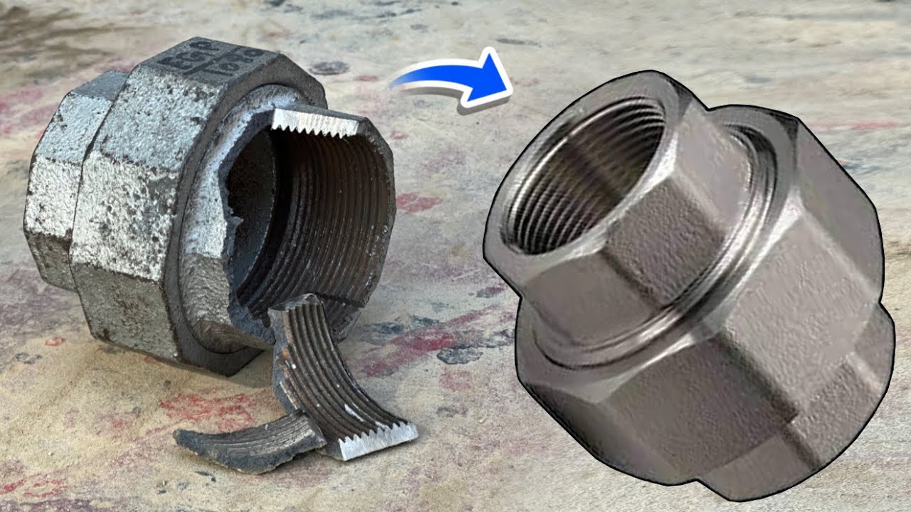 🔧 Amazing Repair of a Badly ￼Broken Nut | New Piece Installed & Fully Restored 🔩