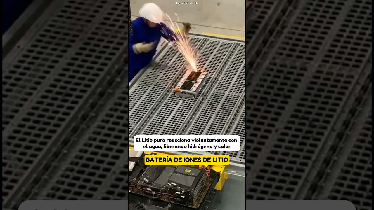 Bater&iacute;as de litio y agua 💀 #ciencia #fisica #quimica #mecanica #viral