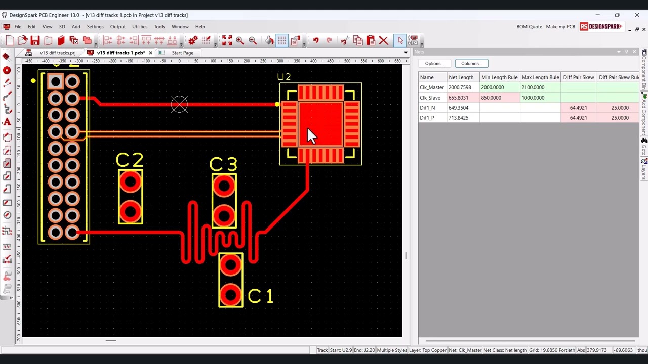 Как использовать змеевидную трассировку в DesignSpark PCB
