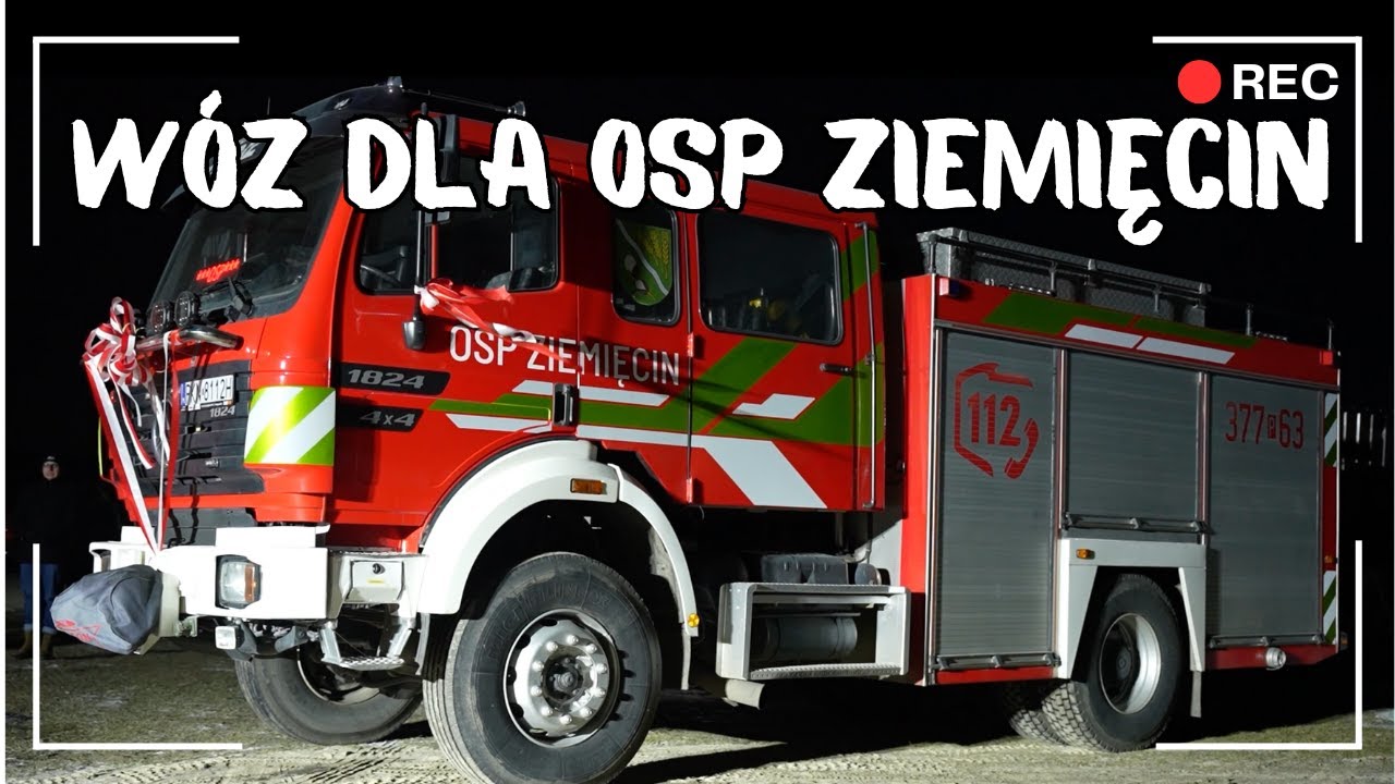 Flary, apel, poświęcenie. Huczne powitanie nowego wozu OSP Ziemięcin w gminie Wierzbinek