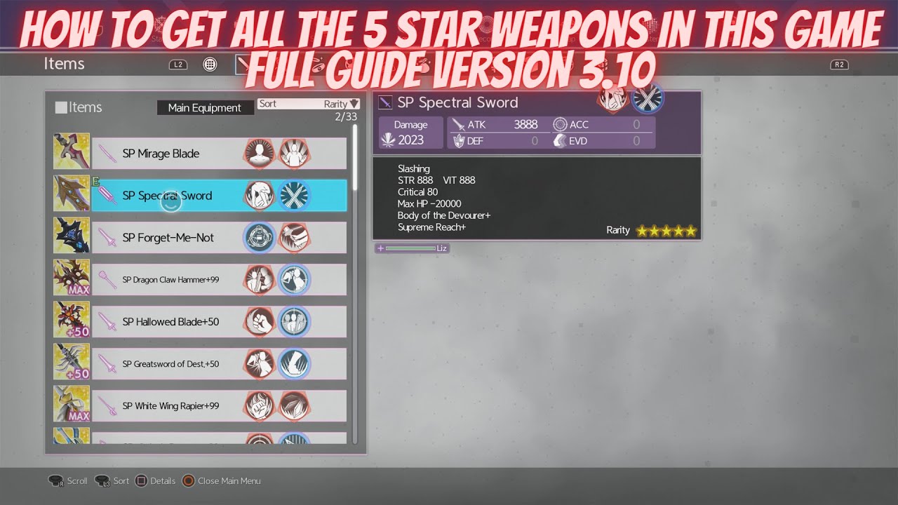 Sword Art Online Alicization Lycoris How To Get All The 5 Star Weapons Full Guide Version 3.10