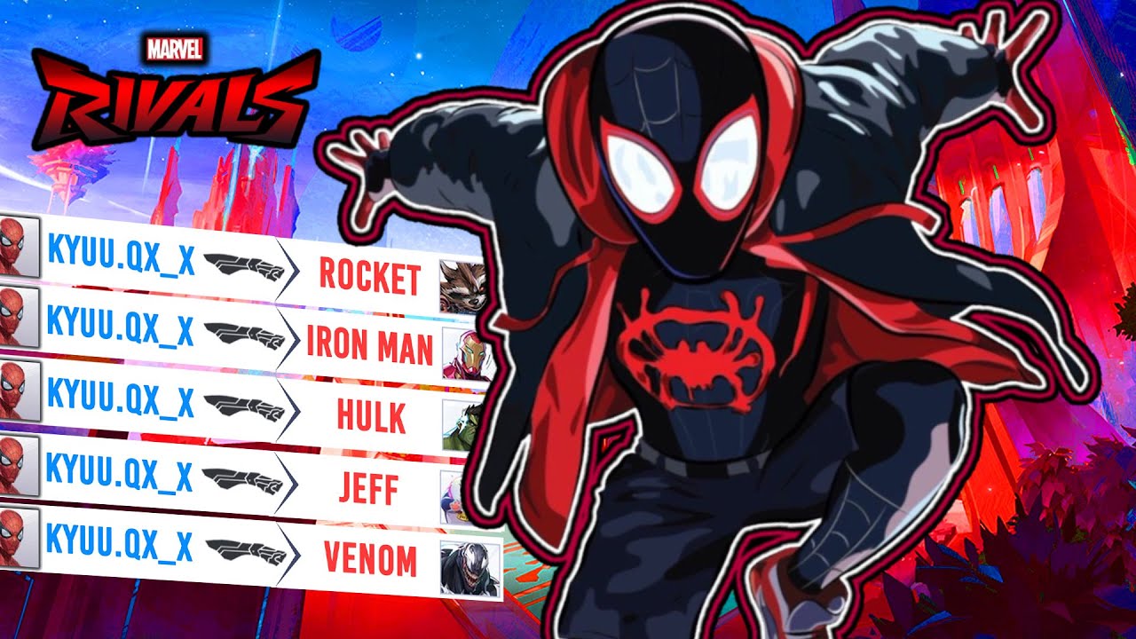 Вытягивание ВСЕХ персонажей за Майлза Моралеса в Marvel Rivals (соревновательный режим)