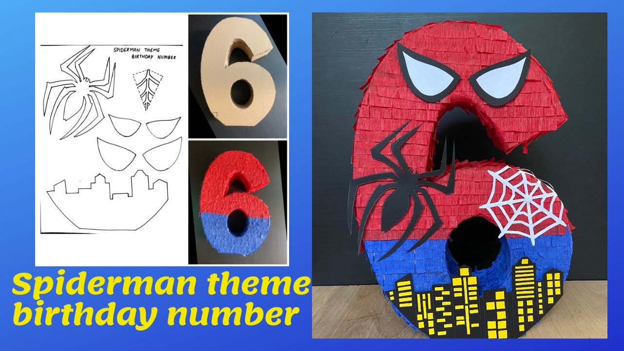 Spiderman theme birthday number 6 | Spider-Man theme number standee DIY | Spiderman theme decoration