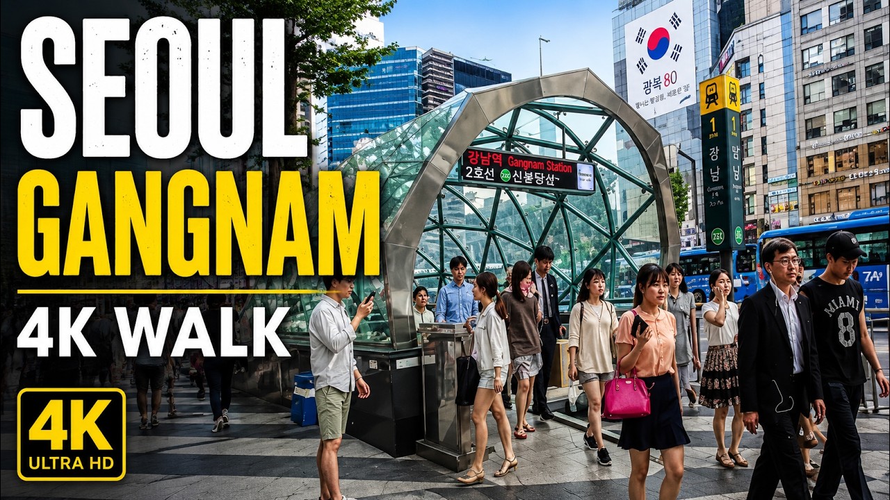 Seoul Walking Tour | Gangnam Station Afternoon Streets