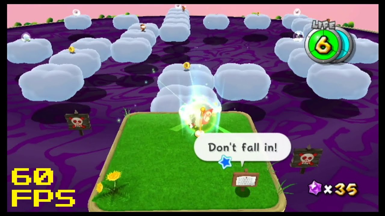 29. [60 FPS] Silver Stars in the Purple Pond - Cloudy Court Galaxy - Super Mario Galaxy 2