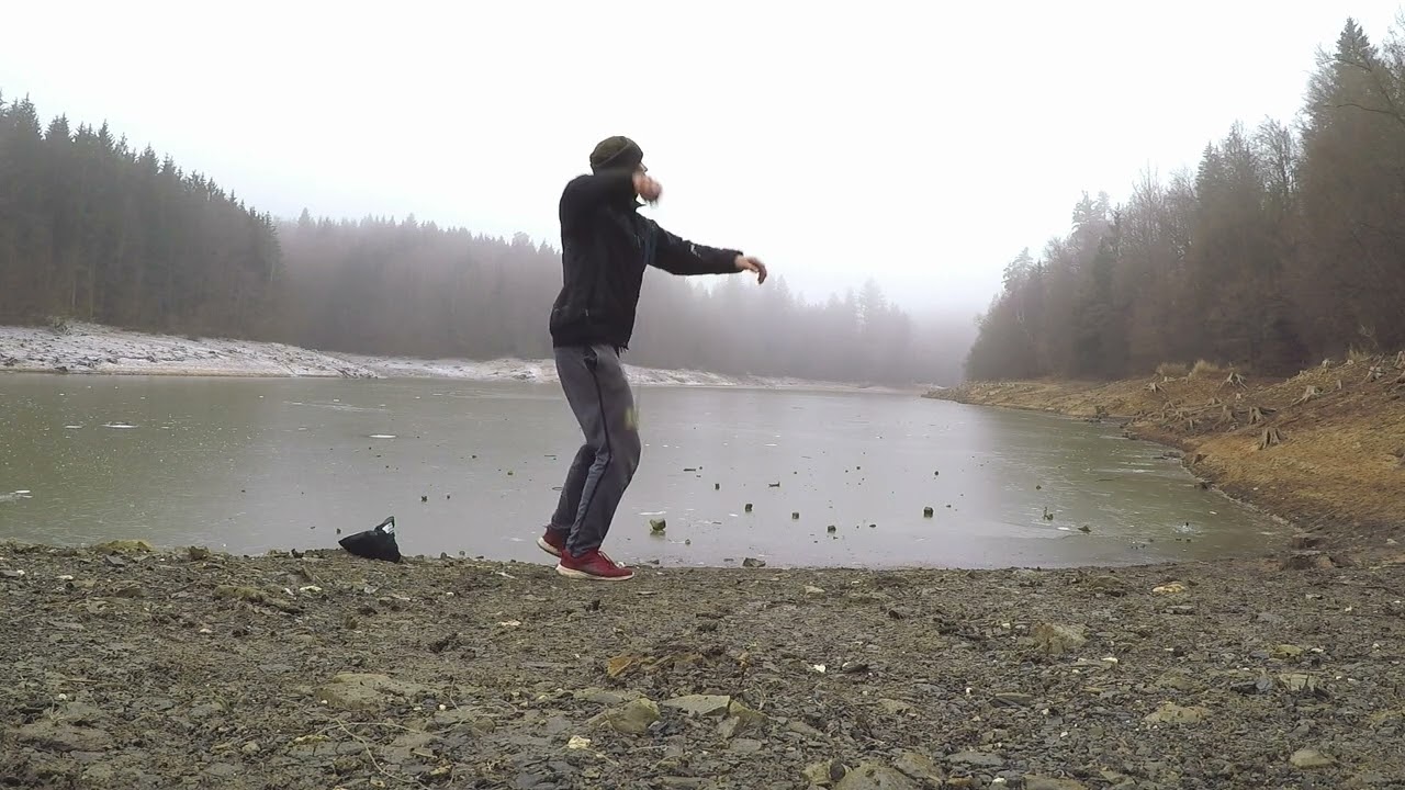 slinging onto a frozen lake