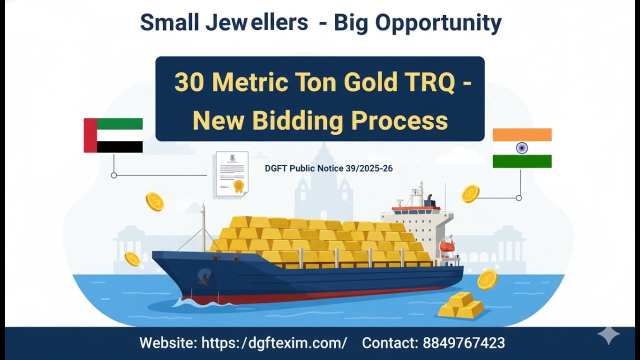 Gold TRQ 2025-26 Open!  Save 1% Duty on Gold Import | DGFT & MSME Quota Alert