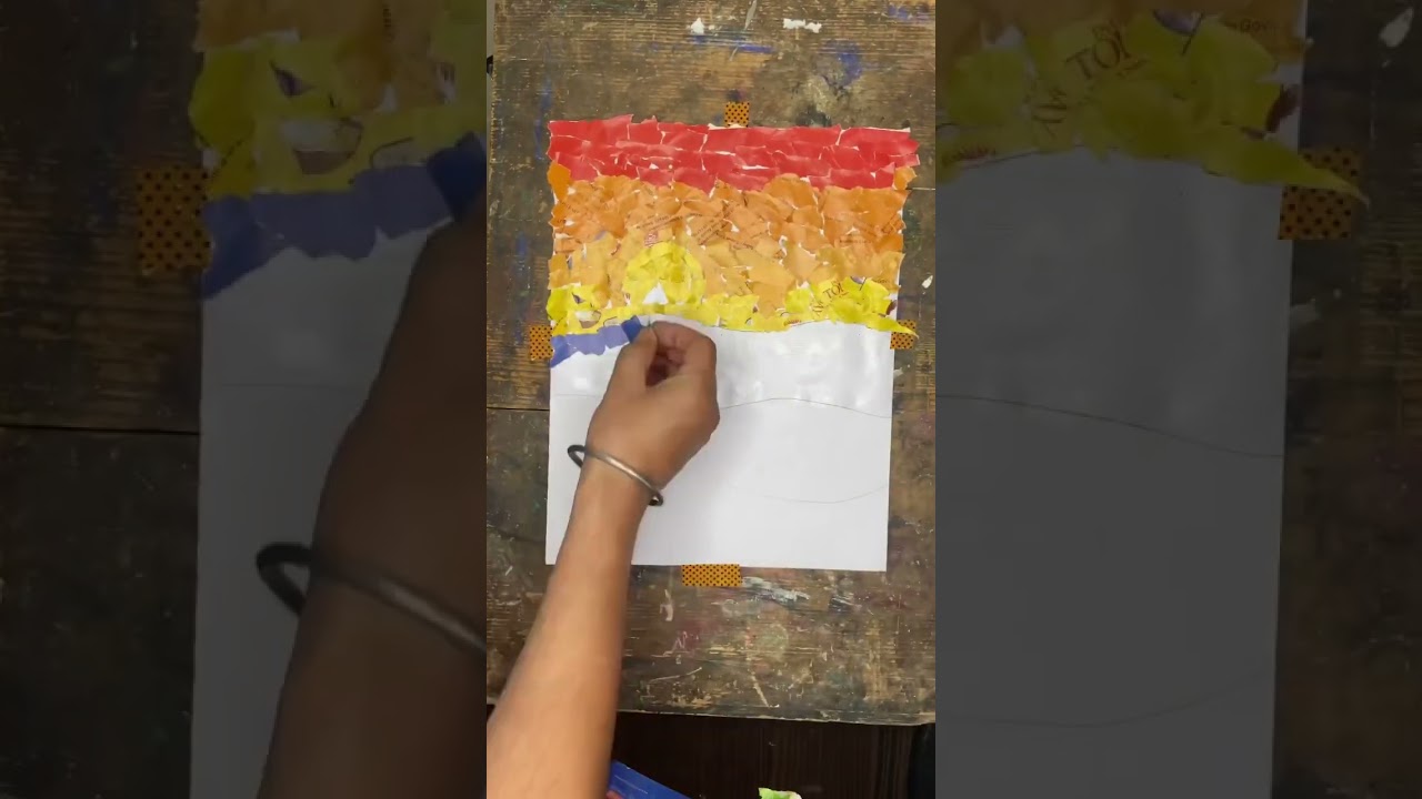 HOW TO MAKE PAPER COLLAGE SCENERY / LANDSCAPE #shotrs #viralvideo #shotrsyoutube