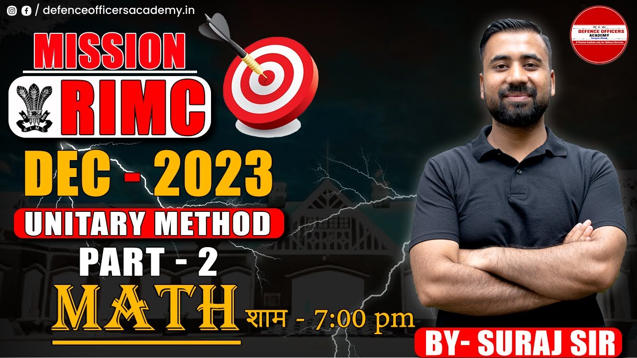 UNITARY METHOD - PART - 2 - MATH  | BY - SURAJ SIR | MISSION RIMC DEC 2023 | LIVE🔴| #doa #rimc