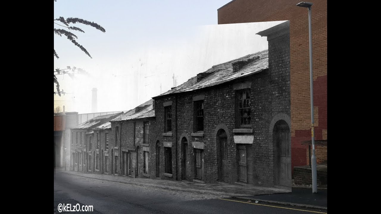 Time Travel - Back Irk St houses, Angel Meadow, Manchester 2022 / 1904