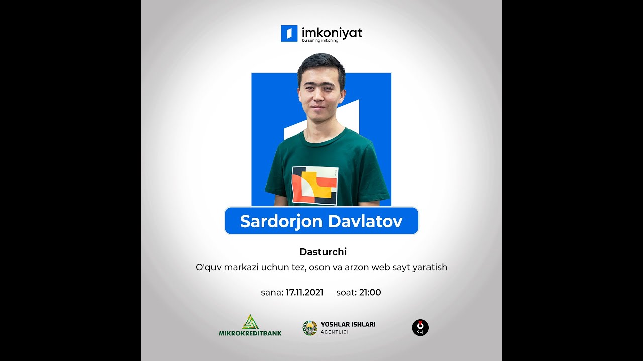 Sardorjon Davlatov - O'quv markazi uchun tez, oson va arzon web sayt yaratish.
