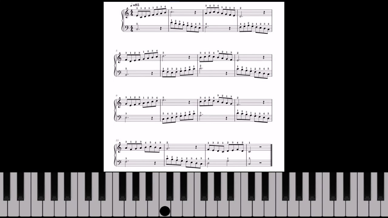 🎹Ejercicio 71. Ejecicio Técnico. Paso del Pulgar. Partitura de Piano Gratis en PDF.